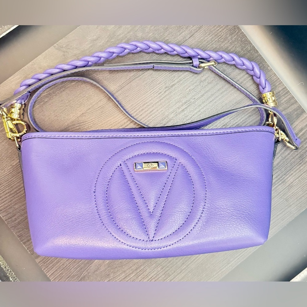 Valentino by Mario Valentino 
Grace Signature Purple Leather Purse - Picture 2 of 9